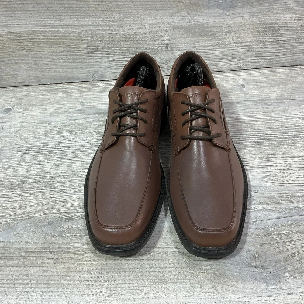Rockport Dress Shoes Mens 10M Style Leader 2 Oxford Brown Leather Apron BX2059